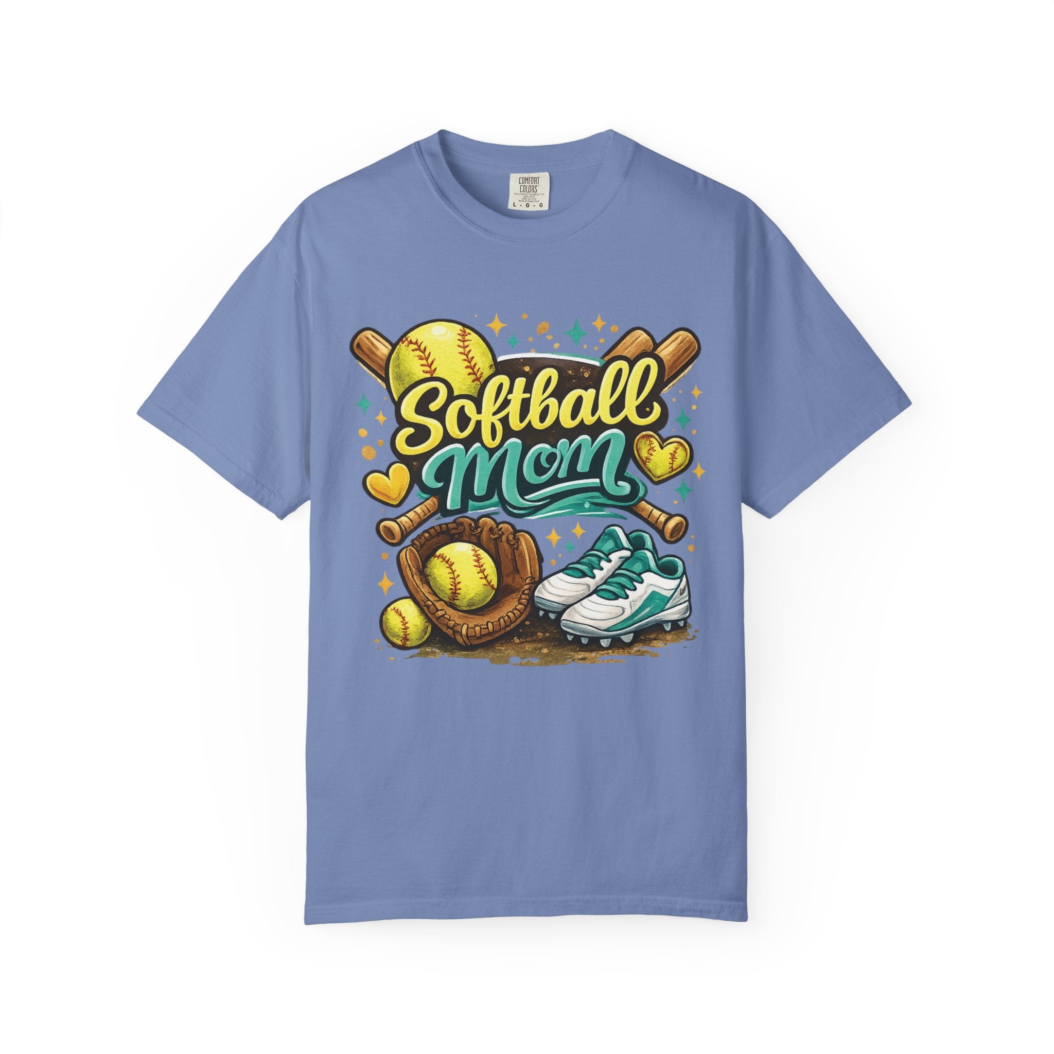 Softball Mom T-Shirt | Softball Glove, Ball & Cleats Design