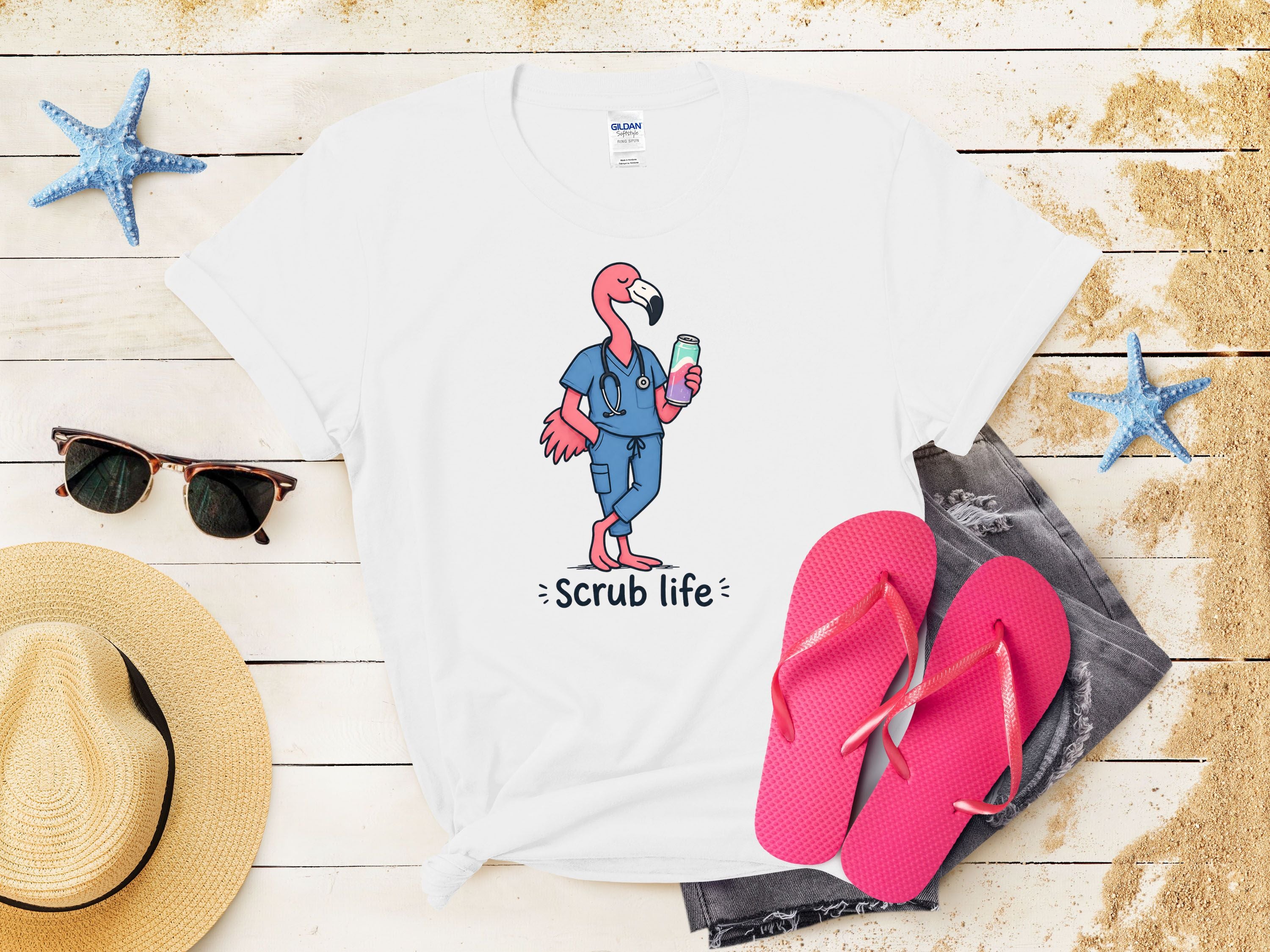 Scrub Life Flamingo Tee