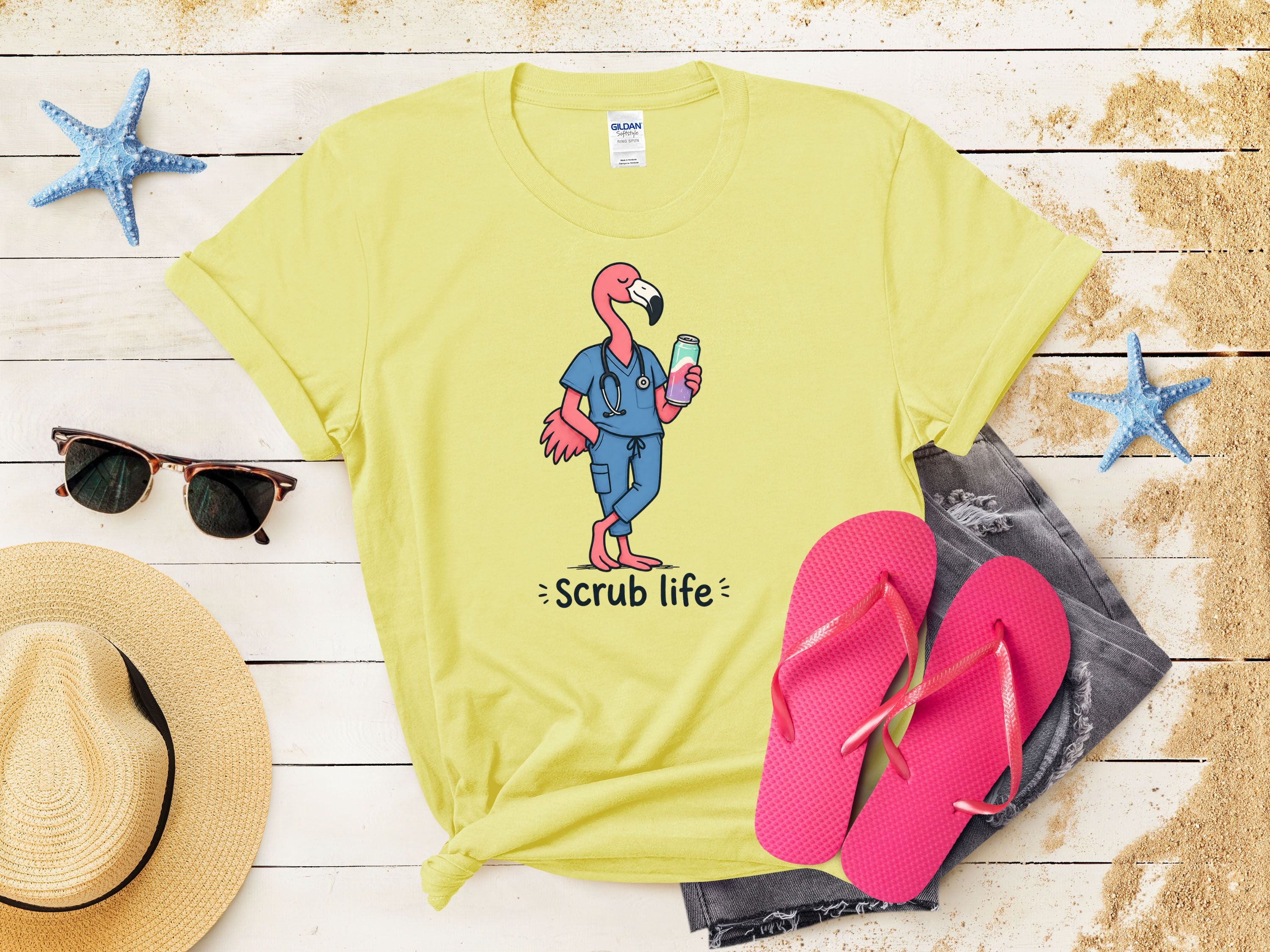 Scrub Life Flamingo Tee