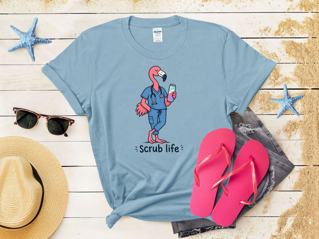 Scrub Life Flamingo Tee