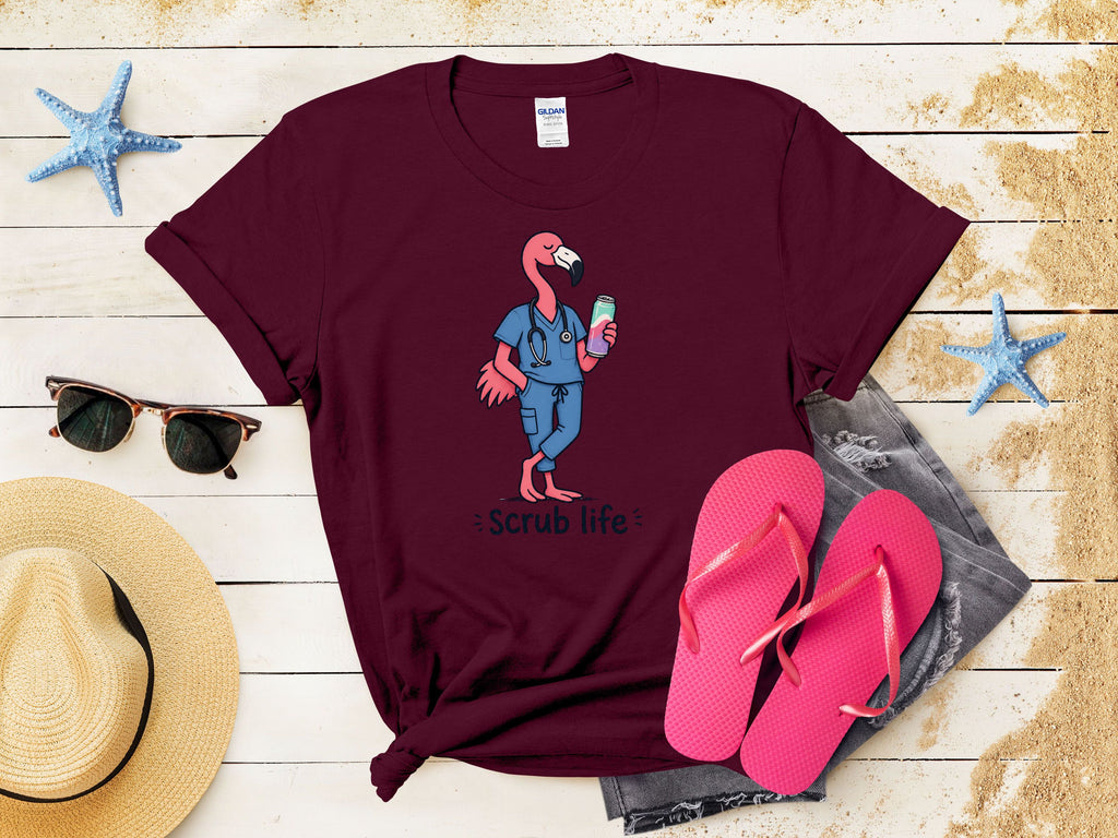 Scrub Life Flamingo Tee