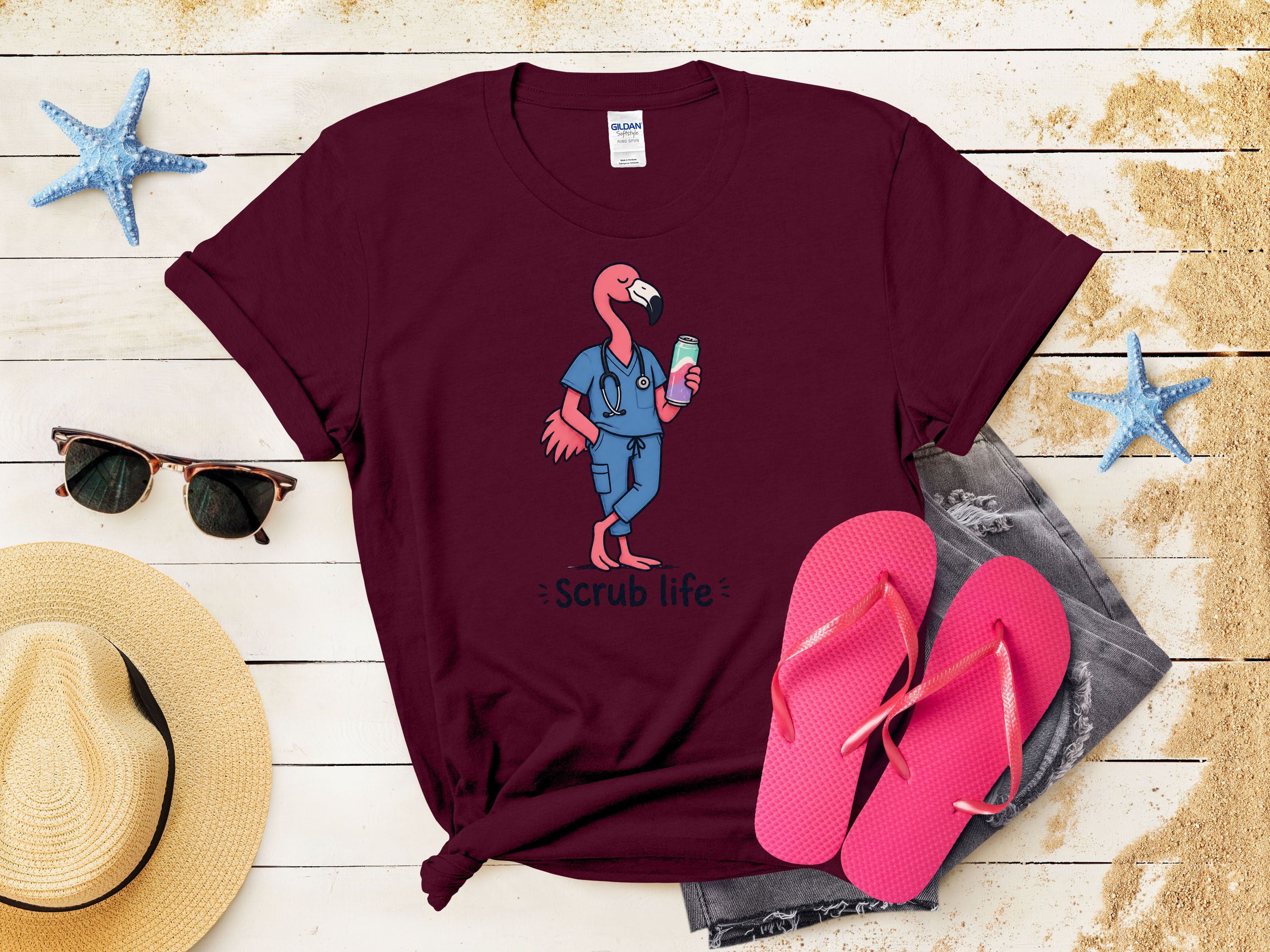 Scrub Life Flamingo Tee