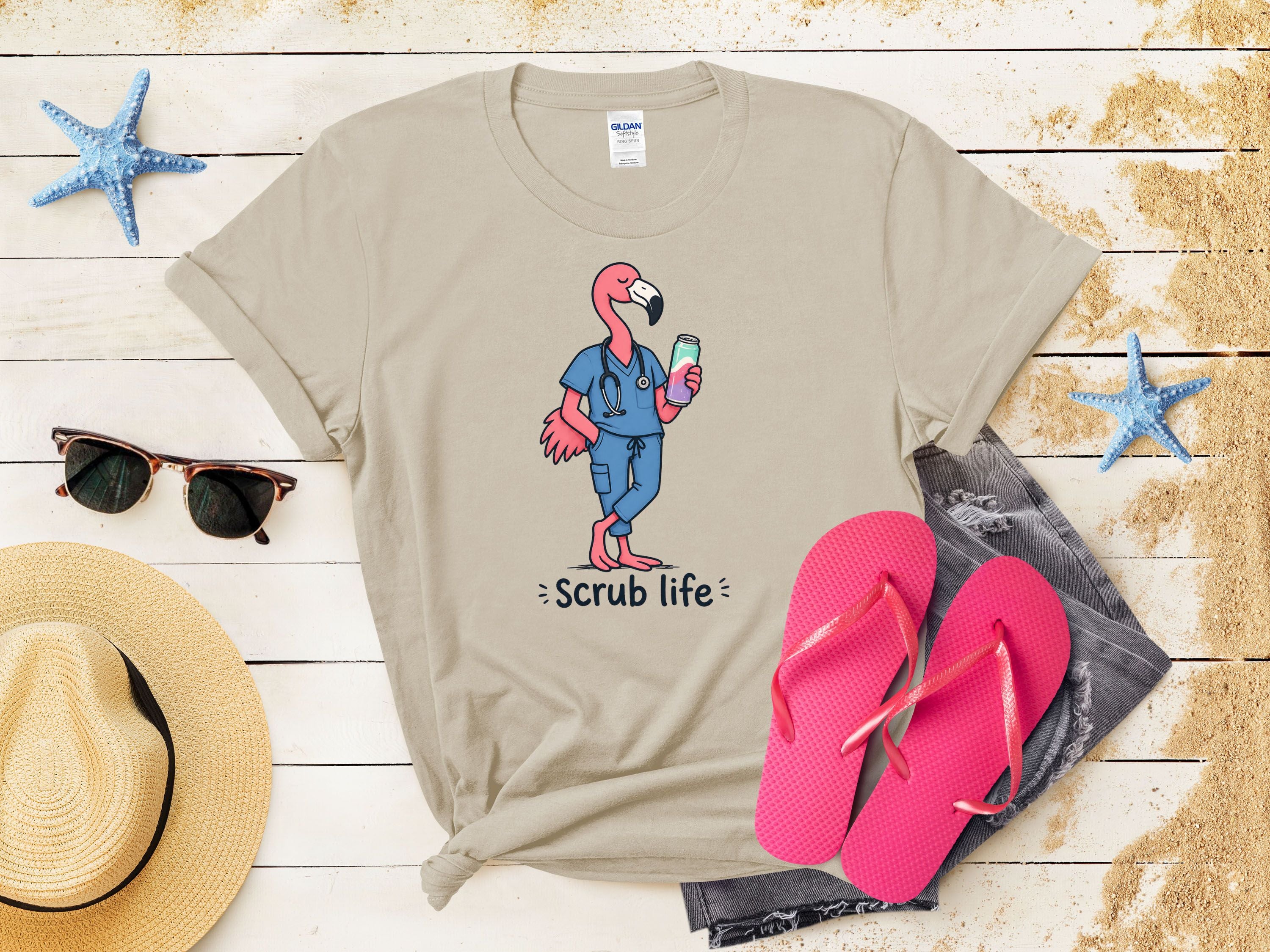Scrub Life Flamingo Tee
