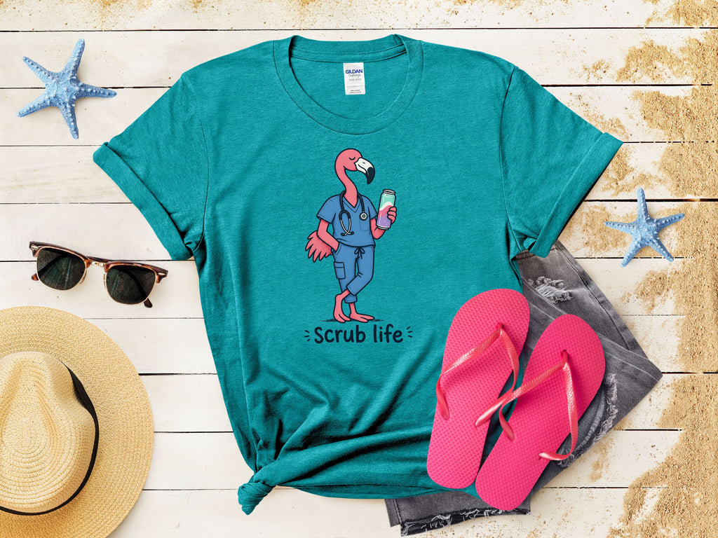Scrub Life Flamingo Tee