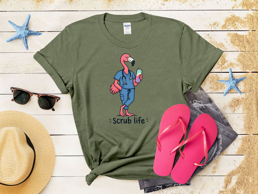 Scrub Life Flamingo Tee
