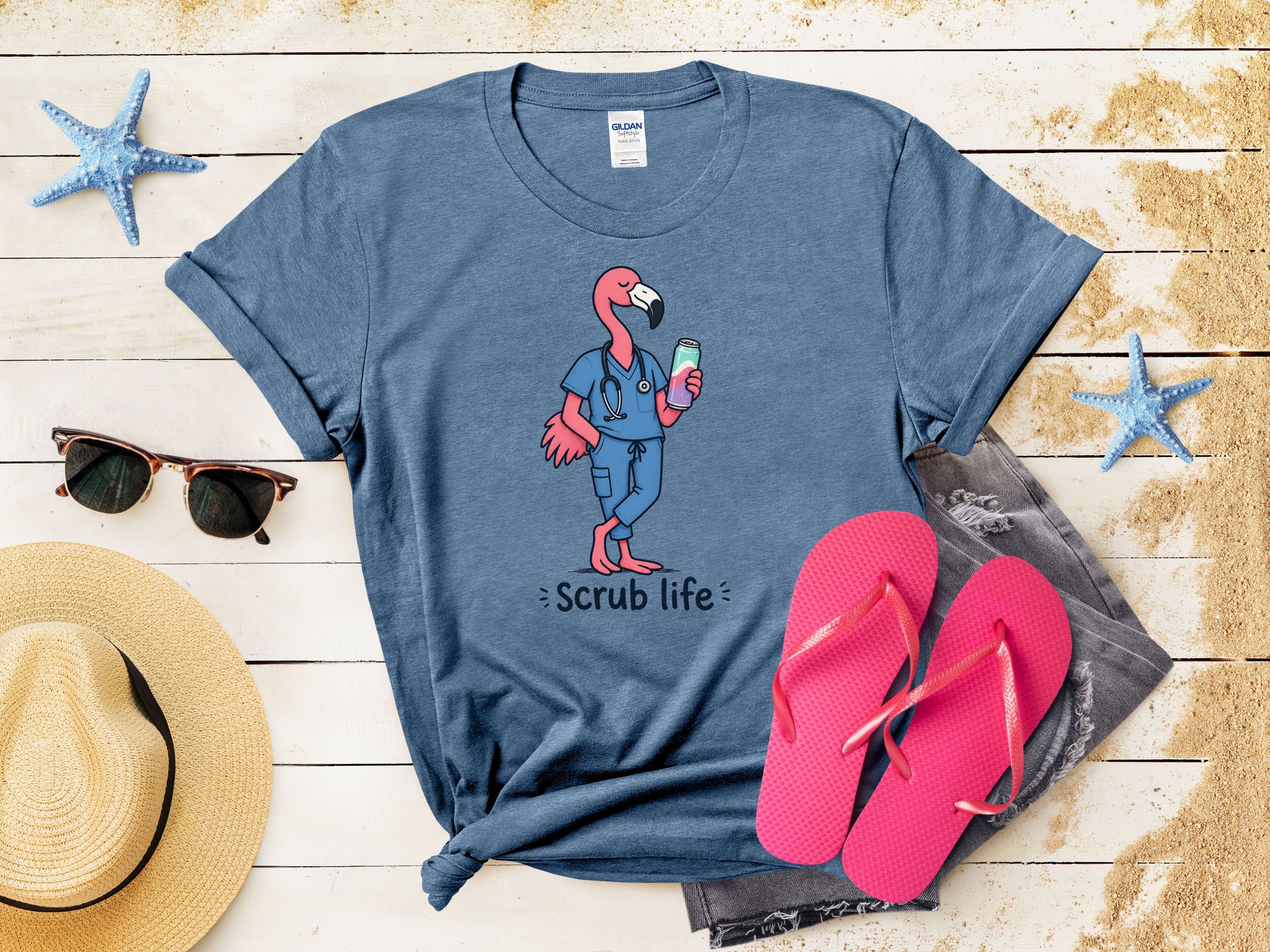 Scrub Life Flamingo Tee
