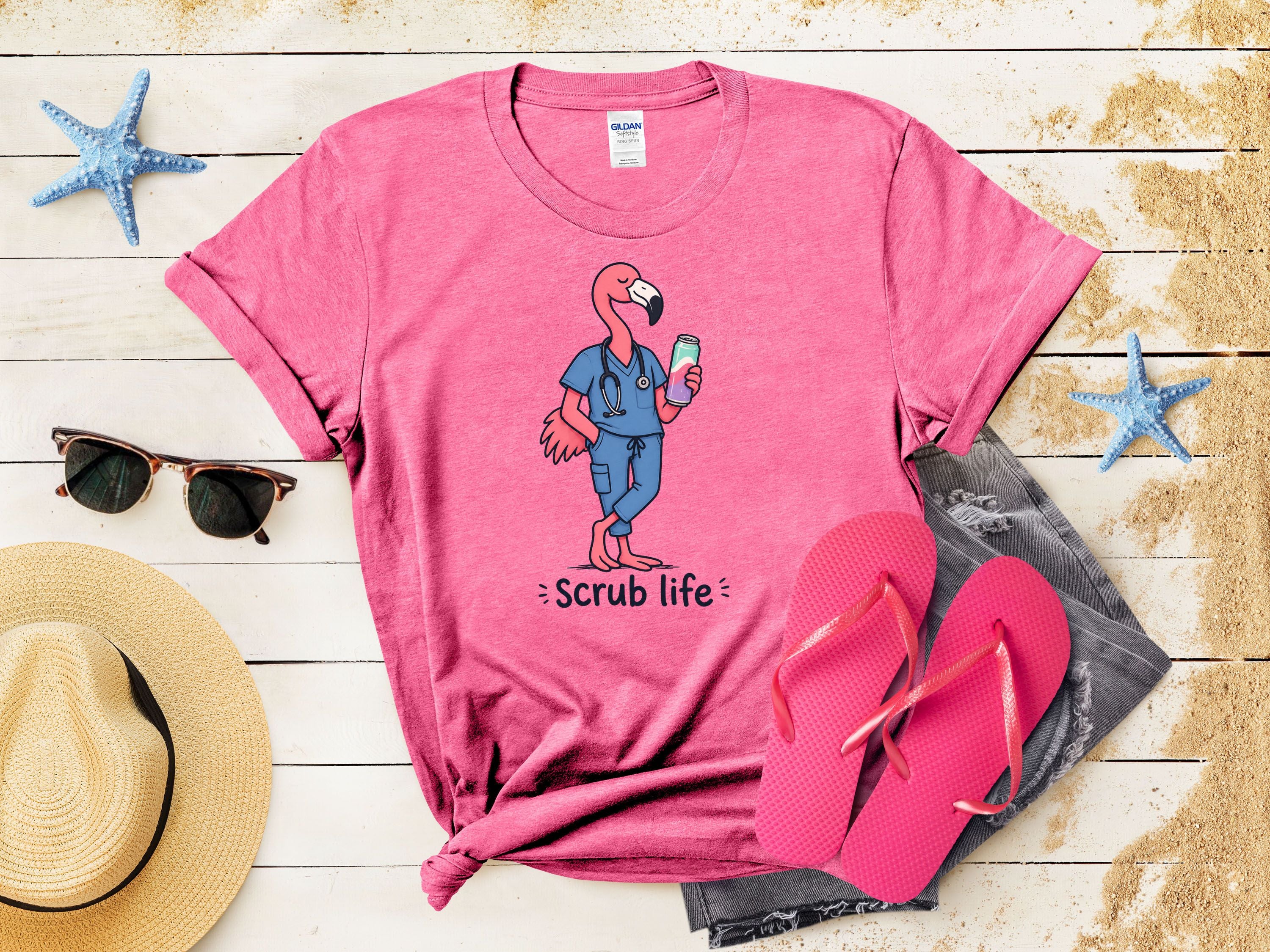 Scrub Life Flamingo Tee