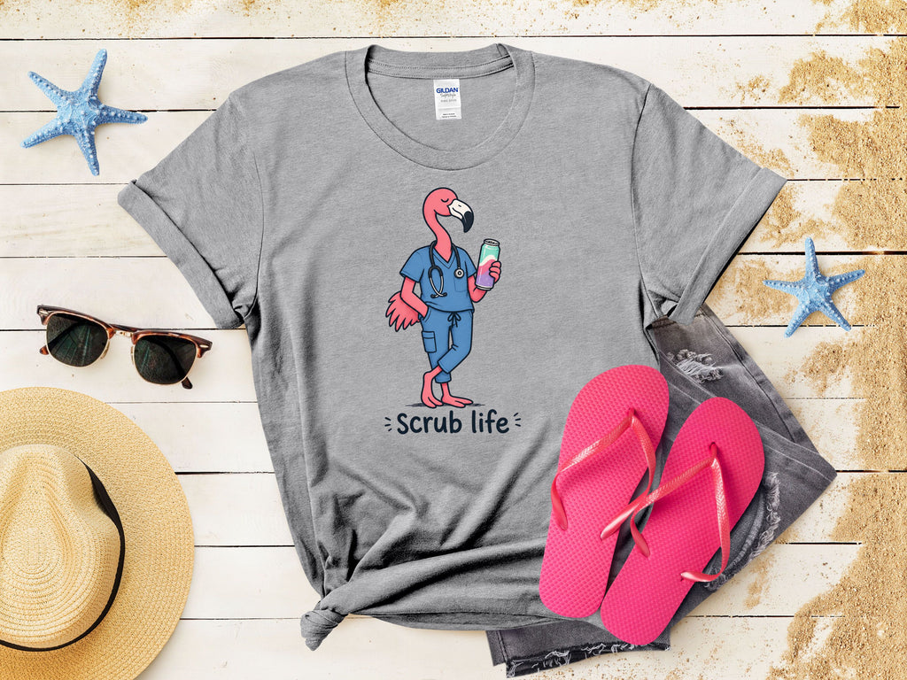 Scrub Life Flamingo Tee