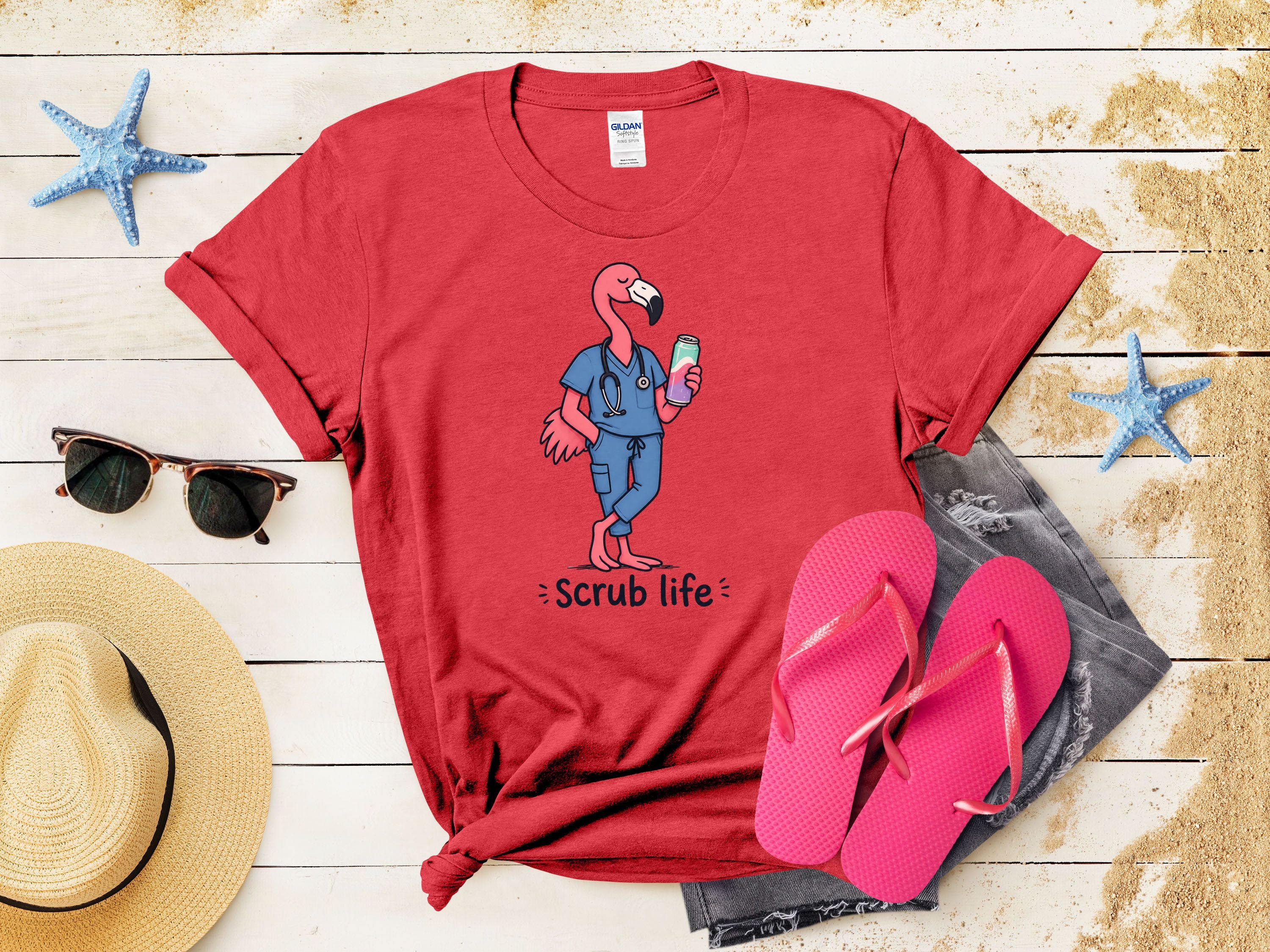 Scrub Life Flamingo Tee