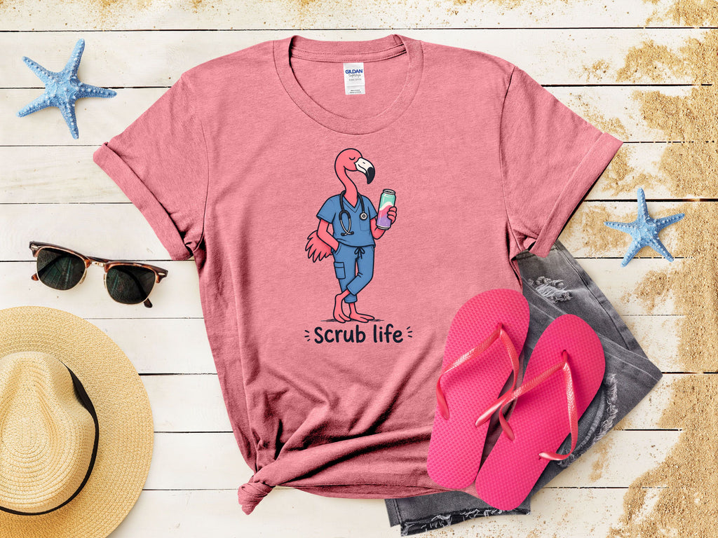 Scrub Life Flamingo Tee