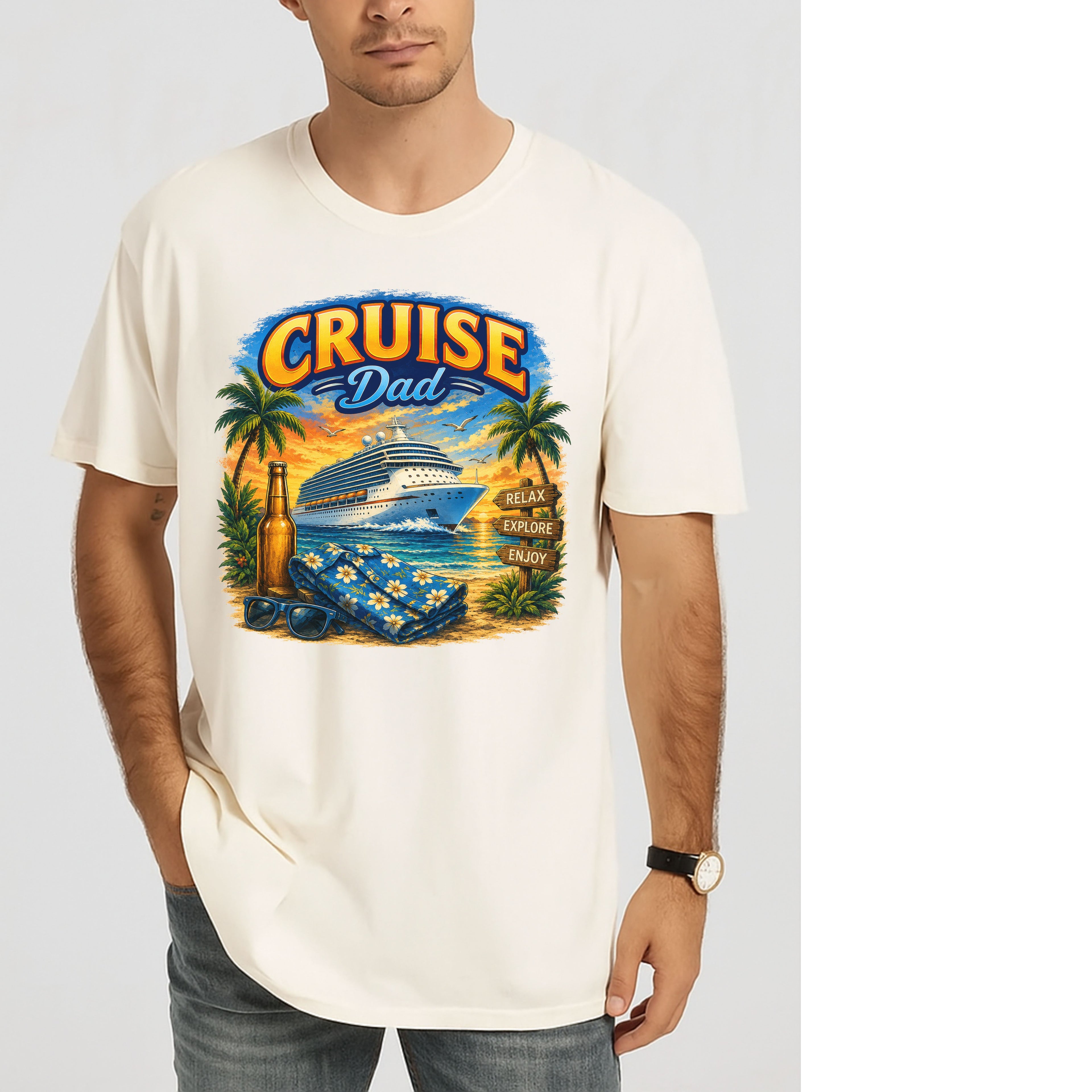 Cruise Dad T-Shirt — Vintage Tropical Cruise Ship Graphic Tee