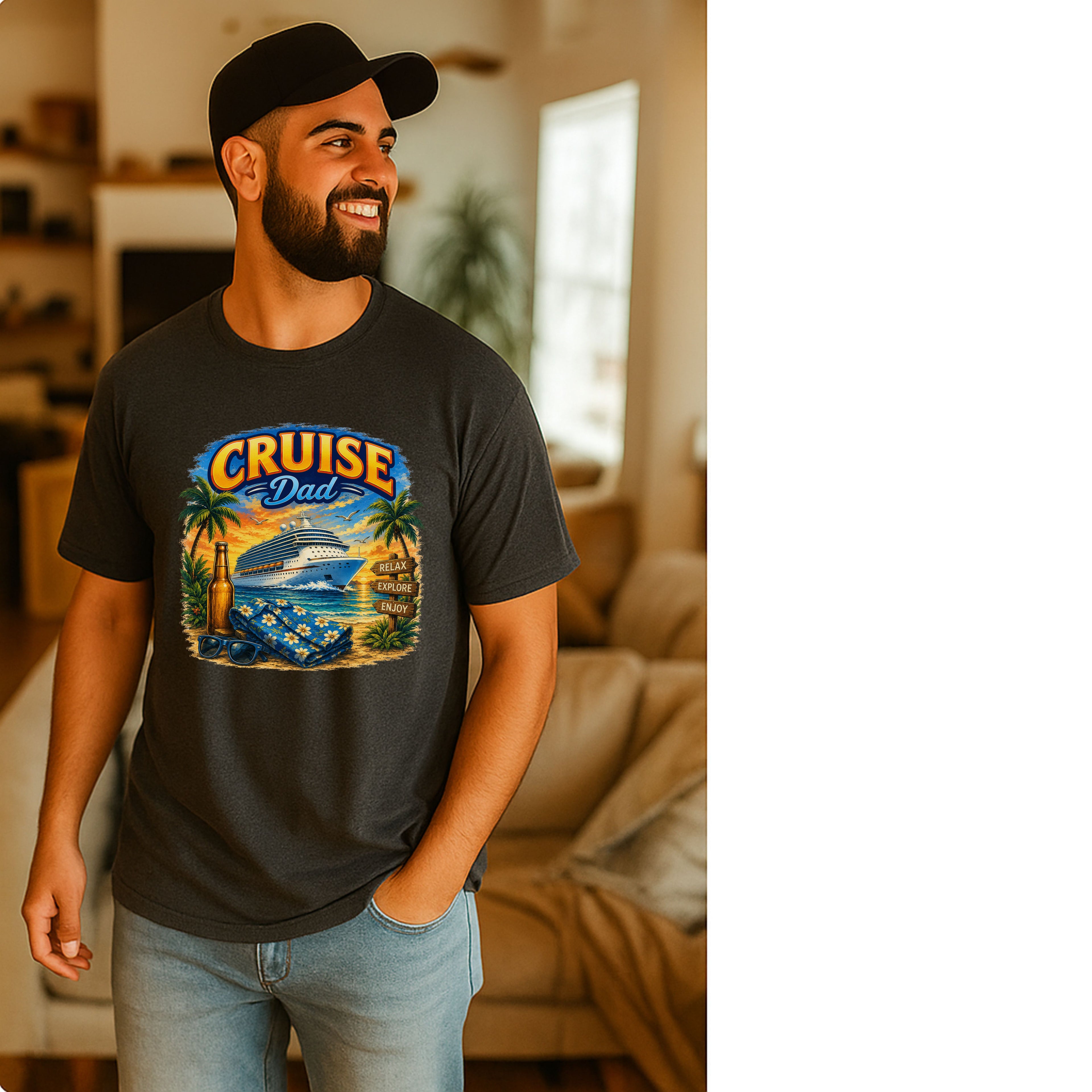 Cruise Dad T-Shirt — Vintage Tropical Cruise Ship Graphic Tee