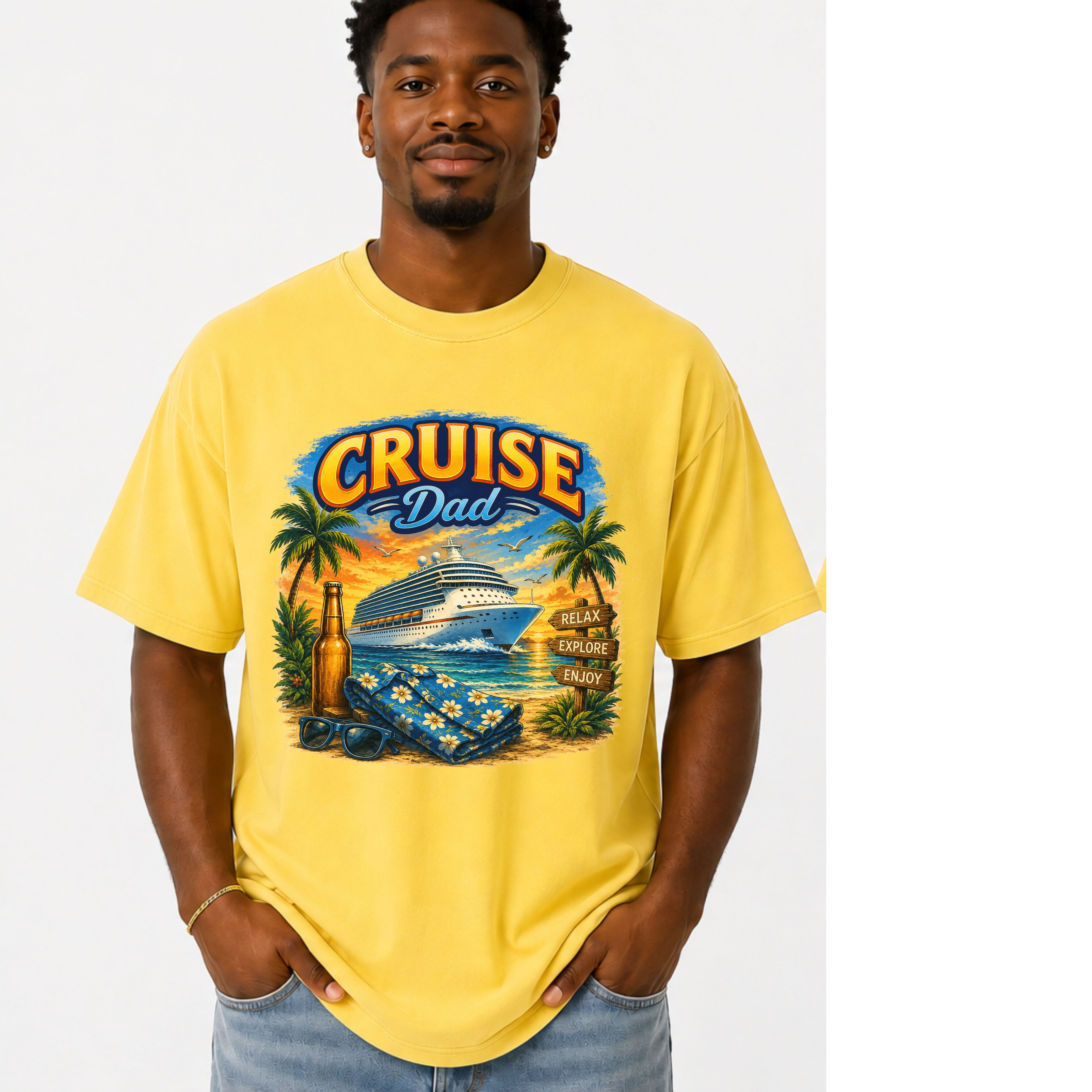 Cruise Dad T-Shirt — Vintage Tropical Cruise Ship Graphic Tee