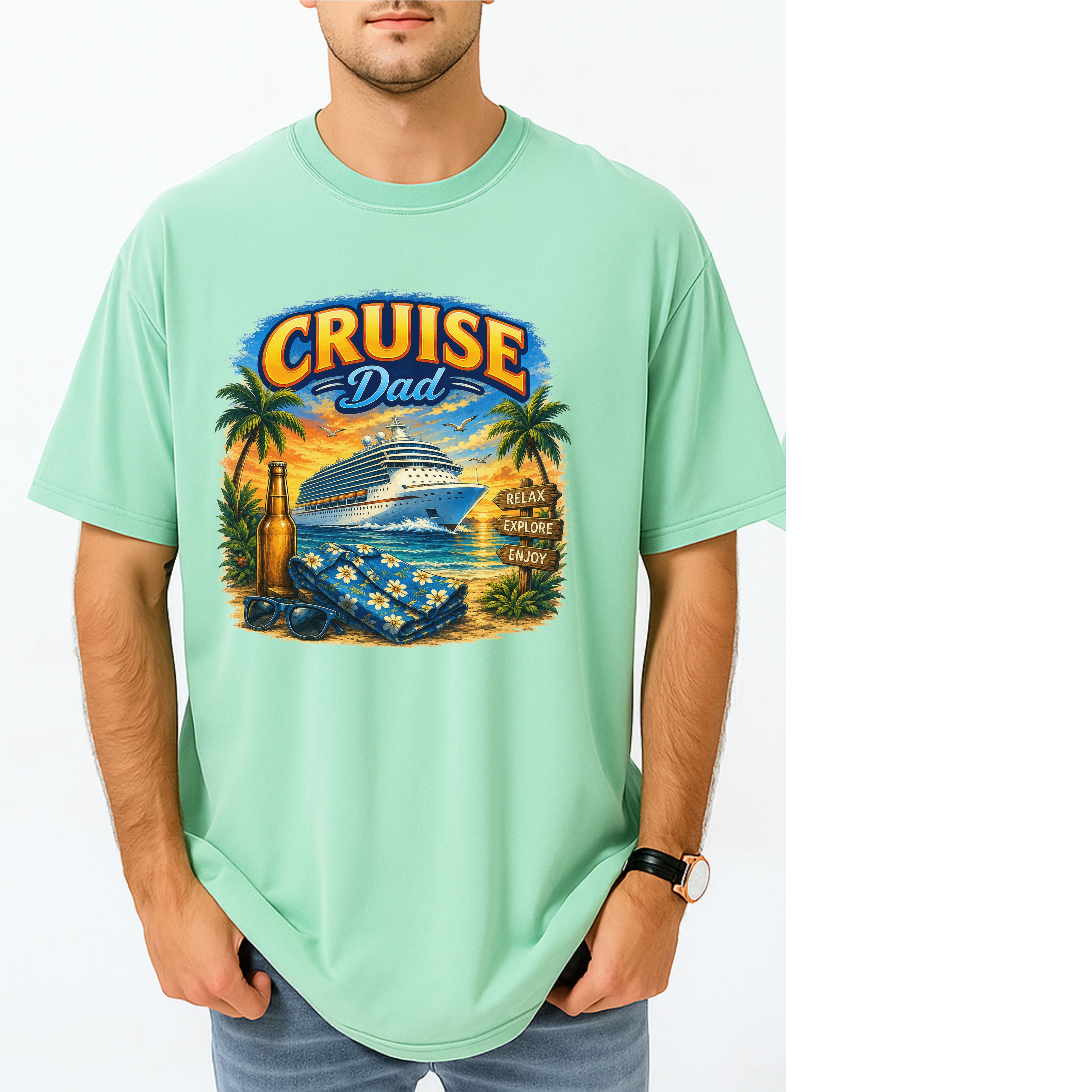 Cruise Dad T-Shirt — Vintage Tropical Cruise Ship Graphic Tee