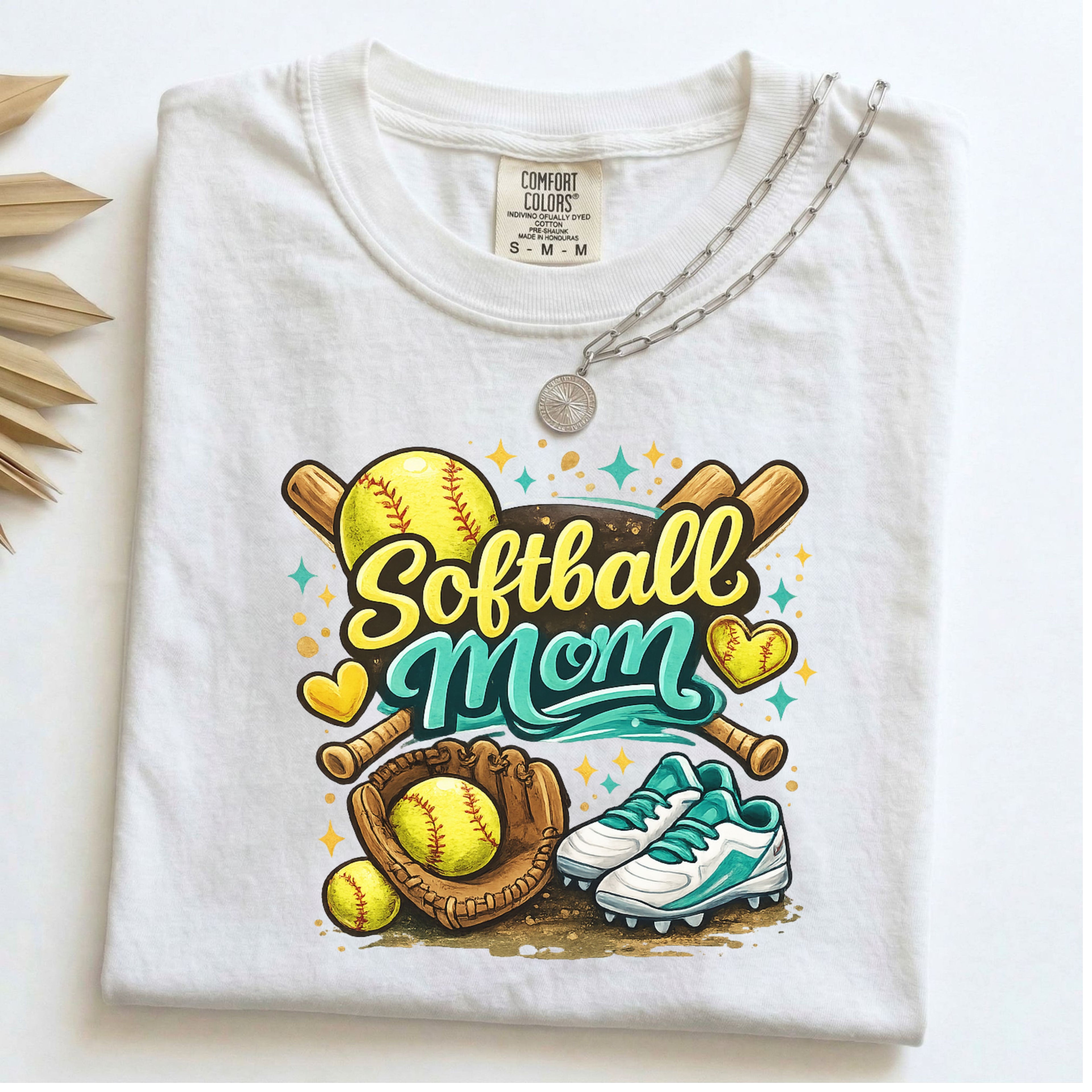 Softball Mom T-Shirt | Softball Glove, Ball & Cleats Design
