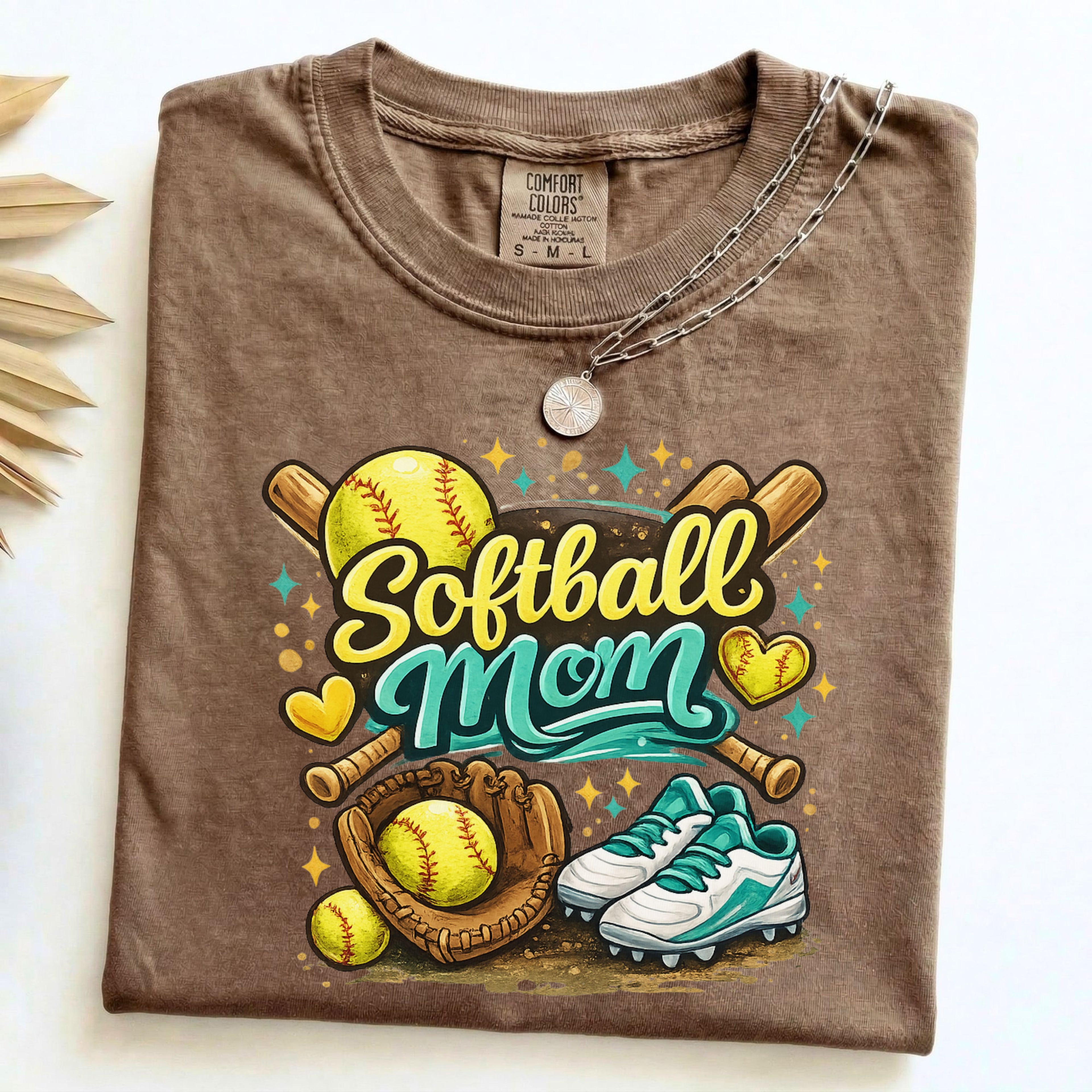 Softball Mom T-Shirt | Softball Glove, Ball & Cleats Design