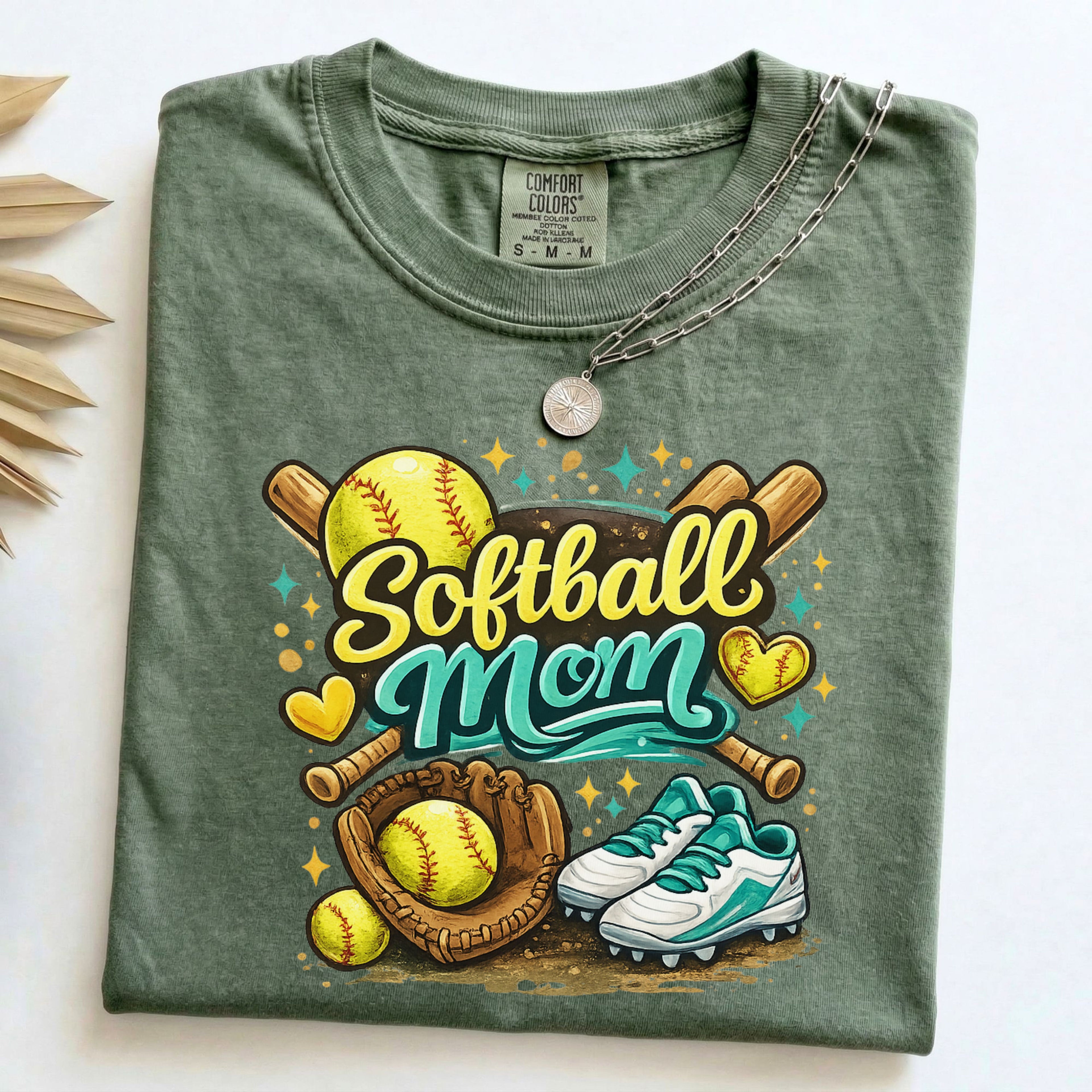 Softball Mom T-Shirt | Softball Glove, Ball & Cleats Design