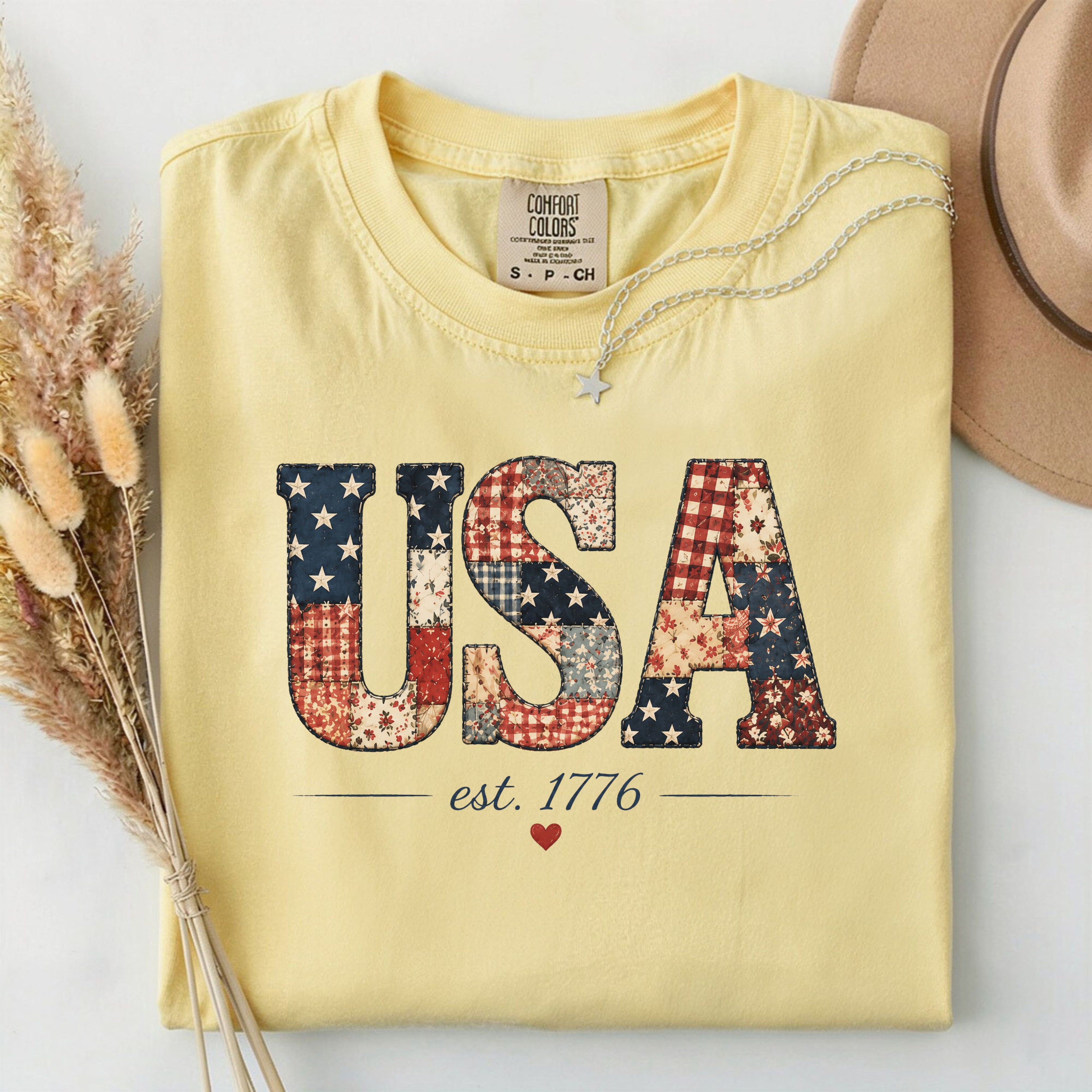 Comfort Colors  USA est. 1776 Vintage Flag Graphic